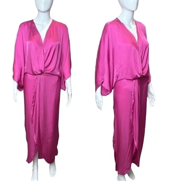 YOUNG FABULOUS & BROKE YFB Siren Maxi Kimono Kaftan Silky Dress size small - Picture 6 of 6